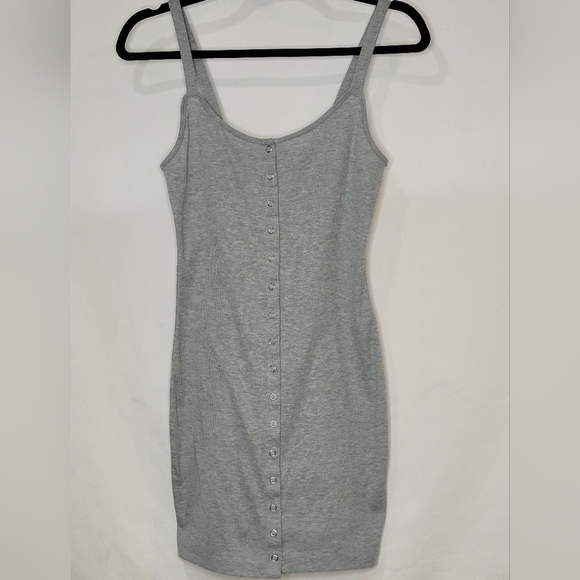 Kendall & Kylie Ribbed Scoop Neck Snap Front Mini Bodycon Dress - Size S - Picture 1 of 7